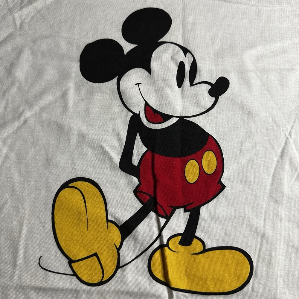 Vintage 80s Walt Disney Mickey Mouse Shirt Mens Medium White Ringer Made in USA - Picture 4 of 8